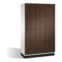 C+P Fächerschrank Cambio auf Sockel, 12 Fächer, H1950xB1200xT525mm, Reinweiß/Wenge