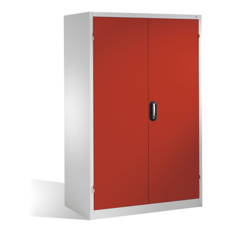 C+P Schwerlast-Werkzeugschrank XXL mit Drehtüren, innen 4 Böden, H1950xB1200xT800mm Front Rubinrot Korpus Lichtgrau