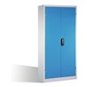 C+P Schwerlastschrank mit Drehtüren, 4 Böden und 3 Schübe, H1950xB930xT500mm Front Lichtblau Korpus Lichtgrau