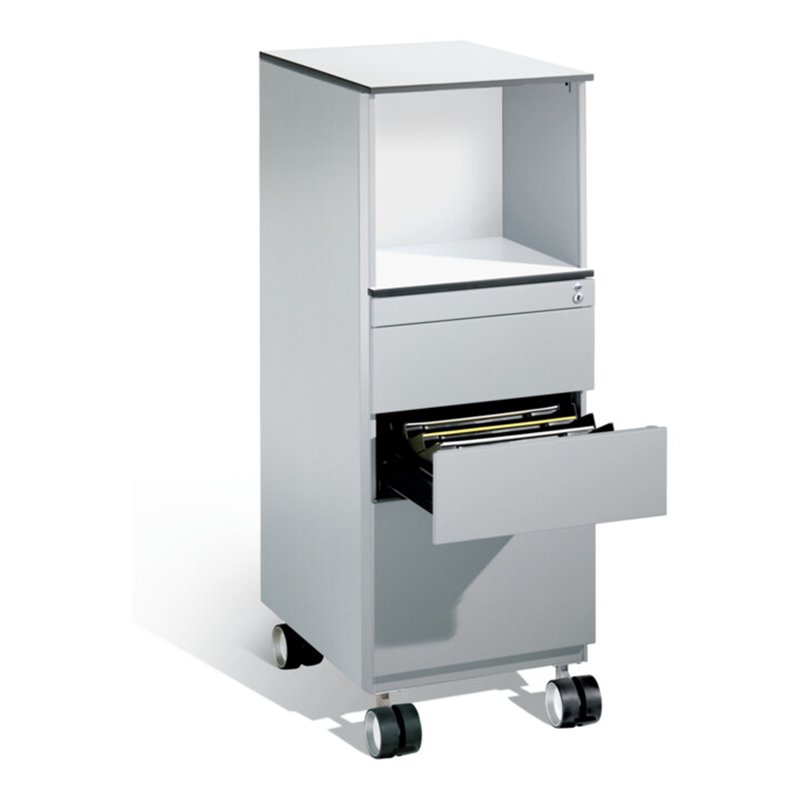 C+P Rollcontainer Asisto in Stehhöhe, H1150xB430xT600mm Weißaluminium