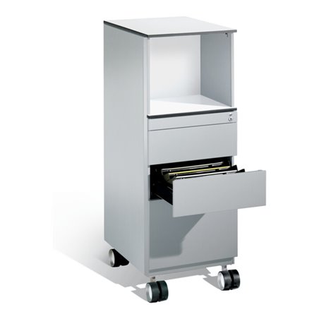 C+P Rollcontainer Asisto in Stehhöhe, H1150xB430xT600mm Weißaluminium