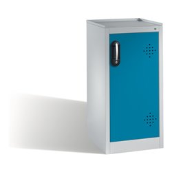 C+P Umwelt-Beistellschrank mit Drehtür, 2 Polyethylen-Wannen, H1020xB500xT500mm Front Lichtblau Korpus Lichtgrau