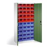 C+P Magazinschrank mit 40 Sichtlagerkästen, H1980xB1000xT420mm Front Resedagrün Korpus Lichtgrau