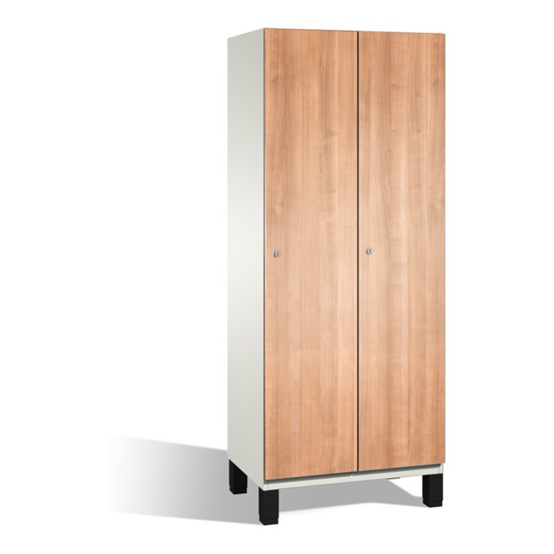 C+P Umkleidespind Cambio auf Füßen, 2 Abteile, H1980xB800xT525mm, Reinweiß/Kirsche