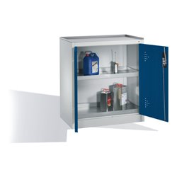 C+P Umwelt-Beistellschrank mit Drehtüren, 2 Wannenböden, H1020xB930xT500mm Front Enzianblau Korpus Lichtgrau