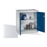 C+P Umwelt-Beistellschrank mit Drehtüren, 2 Wannenböden, H1020xB930xT500mm Front Enzianblau Korpus Lichtgrau