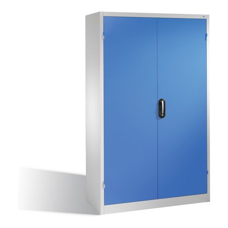 C+P Werkzeugschrank mit Drehtüren, 3 Böden und 3 Schübe, H1950xB1200xT400mm Front Lichtblau Korpus Lichtgrau