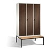 C+P Umkleidespind Evolo mit Sitzbank, 3 Abteile, H2090xB1200xT500/815mm Korpus Reinweiß
