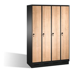 C+P Umkleidespind Evolo auf Sockel, 4 Abteile, H1800xB1200xT500mm Korpus Schwarzgrau