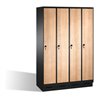 C+P Umkleidespind Evolo auf Sockel, 4 Abteile, H1800xB1200xT500mm Korpus Schwarzgrau