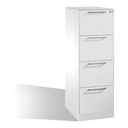 C+P Hängeregistraturschrank Asisto für Hängehefter DIN A4, 4 Schubladen, einbahnig Front Reinweiß Korpus Reinweiß
