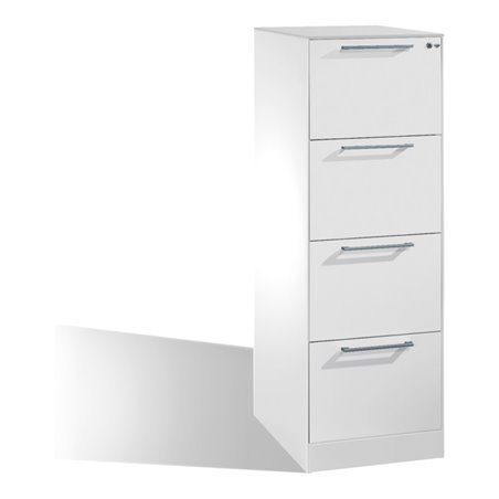 C+P Hängeregistraturschrank Asisto für Hängehefter DIN A4, 4 Schubladen, einbahnig Front Reinweiß Korpus Reinweiß