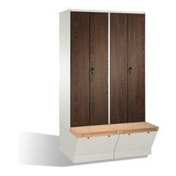 C+P Doppelspind Evolo mit Sitzbox, 4 Abteile, H2090xB1200xT500/815mm Korpus Reinweiß