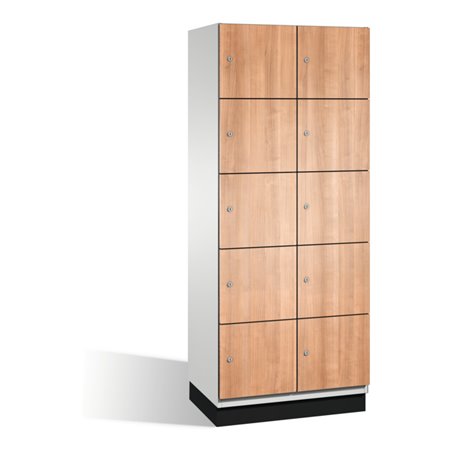 C+P Fächerschrank Cambio auf Sockel, 10 Fächer, H1950xB800xT525mm, Reinweiß/Kirsche