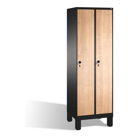 C+P Umkleidespind Evolo auf Füßen, 2 Abteile, H1850xB600xT500mm Korpus Schwarzgrau