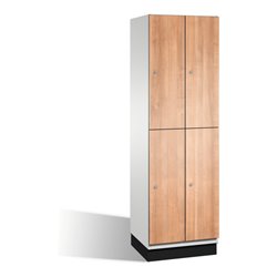 C+P Doppelstockspind Cambio auf Sockel, 4 Fächer, H1950xB600xT525mm, Reinweiß/Kirsche