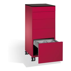 C+P Catering-Caddy Asisto mit Abfallsammler, H1150xB500xT600mm Himbeerrot