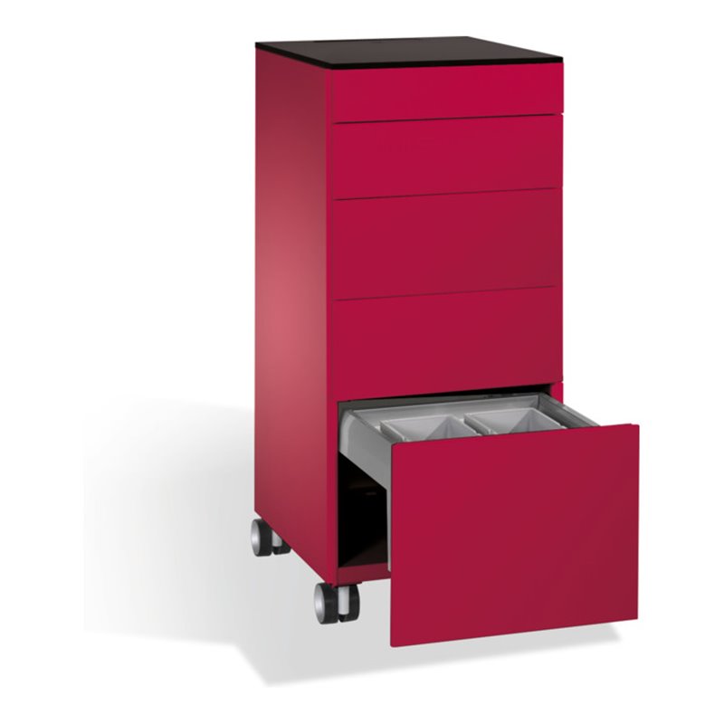 C+P Catering-Caddy Asisto mit Abfallsammler, H1150xB500xT600mm Himbeerrot