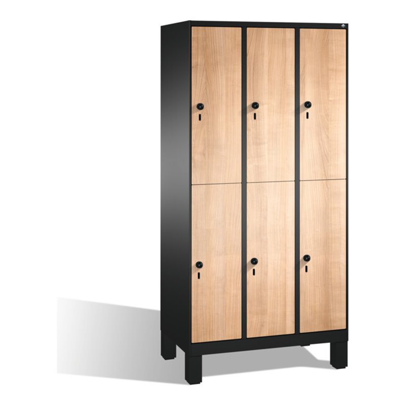 C+P Doppelstockspind Evolo auf Füßen, 6 Fächer, H1850xB900xT500mm Korpus Schwarzgrau