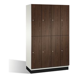 C+P Doppelstockspind Cambio auf Sockel, 8 Fächer, H1950xB1200xT525mm, Reinweiß/Wenge