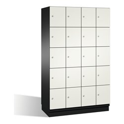 C+P Fächerschrank Cambio auf Sockel, 20 Fächer, H1950xB1200xT525mm Front Reinweiß Korpus Schwarzgrau