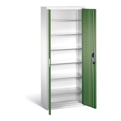 C+P Magazinschrank mit 6 Böden zur Aufnahme von Sichtlagerkästen, H1690xB700xT300mm Front Resedagrün Korpus Lichtgrau