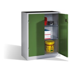 C+P Schwerlast-Beistellschrank mit Drehtüren, innen 2 Böden, H1200xB930xT500mm Front Resedagrün Korpus Lichtgrau