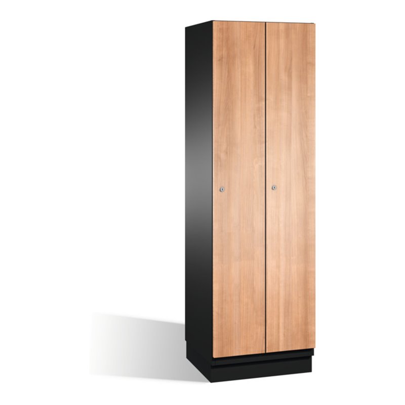 C+P Umkleidespind Cambio auf Sockel, 2 Abteile, H1950xB600xT525mm Korpus Schwarzgrau