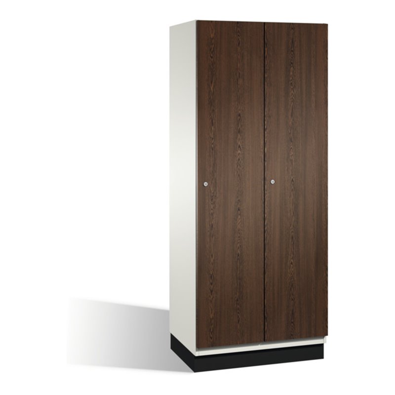 C+P Umkleidespind Cambio auf Sockel, 2 Abteile, H1950xB800xT525mm, Reinweiß/Wenge