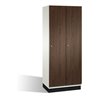 C+P Umkleidespind Cambio auf Sockel, 2 Abteile, H1950xB800xT525mm, Reinweiß/Wenge