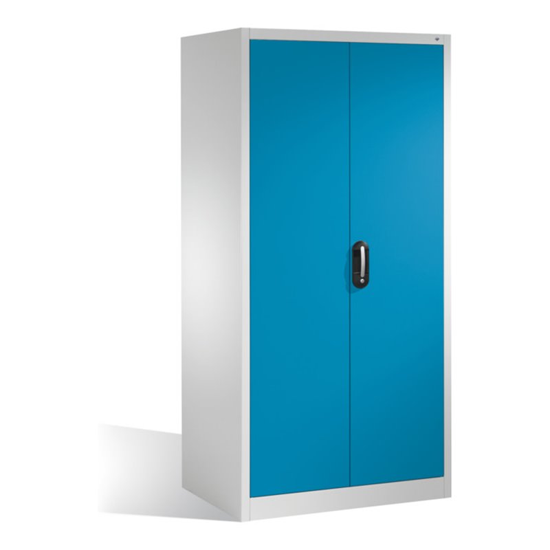 C+P Schwerlast-Werkzeugschrank XXL mit Drehtüren, innen 4 Böden, H1950xB930xT800mm Front Lichtblau Korpus Lichtgrau