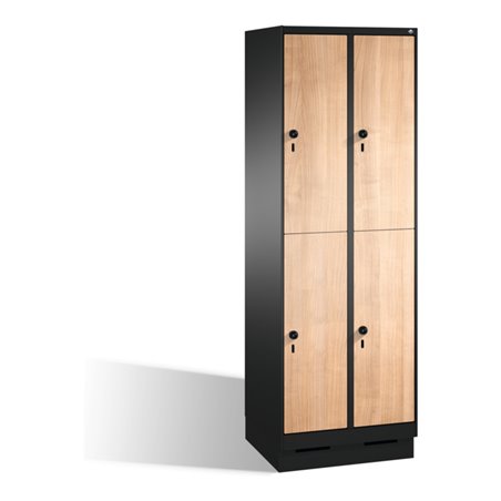 C+P Doppelstockspind Evolo auf Sockel, 4 Fächer, H1800xB600xT500mm Korpus Schwarzgrau