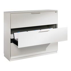 C+P Karteischrank Asisto für Karteikarten DIN A5 quer, 3 Schubladen, dreibahnig Front Reinweiß Korpus Reinweiß