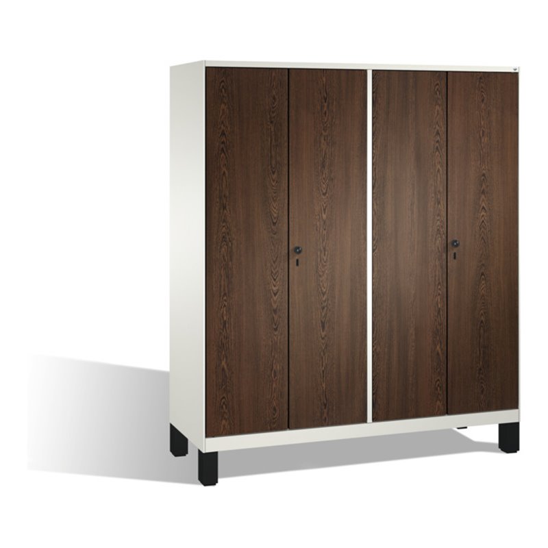 C+P Doppelspind Evolo auf Füßen, 4 Abteile, H1850xB1600xT500mm Korpus Reinweiß