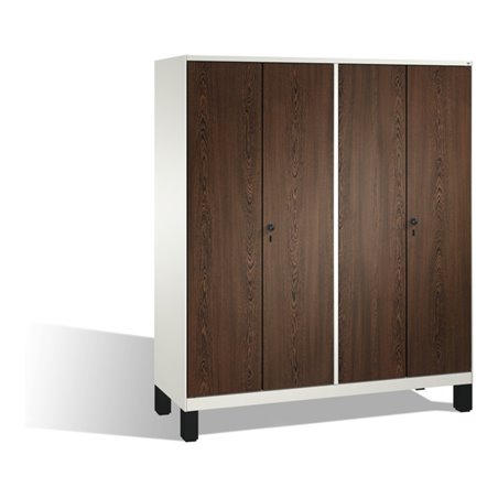 C+P Doppelspind Evolo auf Füßen, 4 Abteile, H1850xB1600xT500mm Korpus Reinweiß