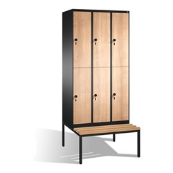 C+P Doppelstockspind Evolo mit Sitzbank, 6 Fächer, H2090xB900xT500/815mm Korpus Schwarzgrau