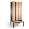 C+P Doppelstockspind Evolo mit Sitzbank, 6 Fächer, H2090xB900xT500/815mm Korpus Schwarzgrau