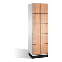 C+P Fächerschrank Cambio auf Sockel, 10 Fächer, H1950xB600xT525mm, Reinweiß/Kirsche