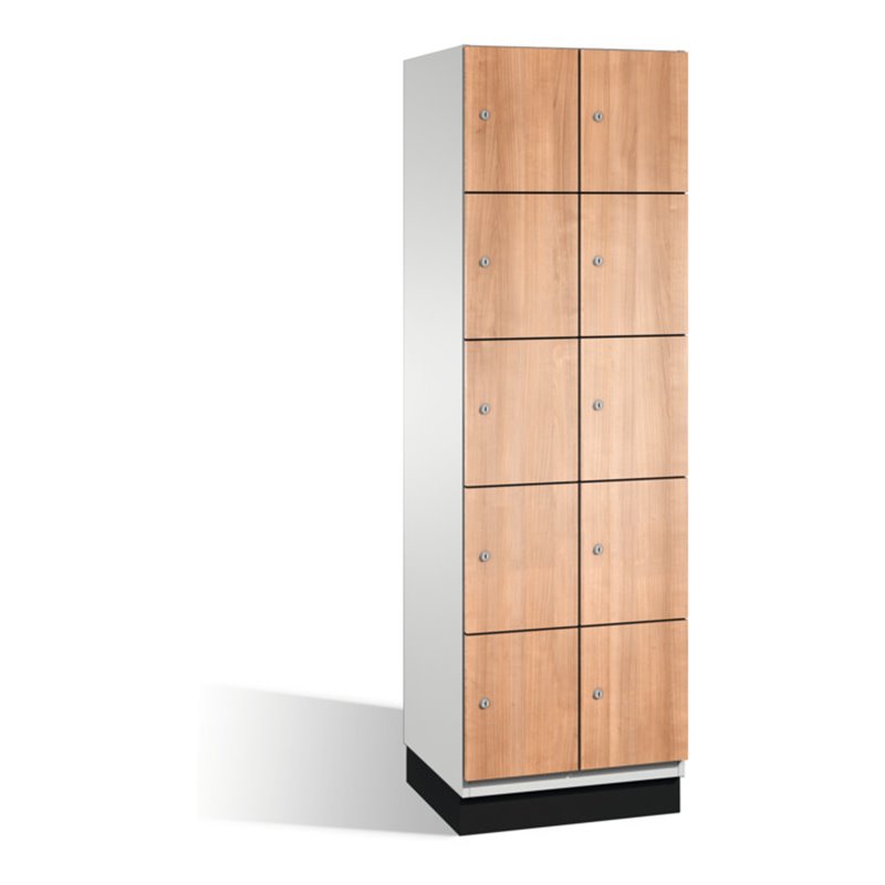 C+P Fächerschrank Cambio auf Sockel, 10 Fächer, H1950xB600xT525mm, Reinweiß/Kirsche