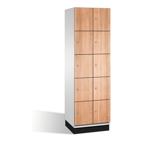 C+P Fächerschrank Cambio auf Sockel, 10 Fächer, H1950xB600xT525mm, Reinweiß/Kirsche