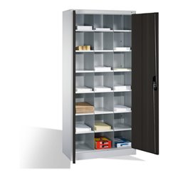C+P Aktenschrank Acurado mit Drehtüren, innen 21 Gefache, H1950xB930xT400mm Front Schwarzgrau Korpus Lichtgrau