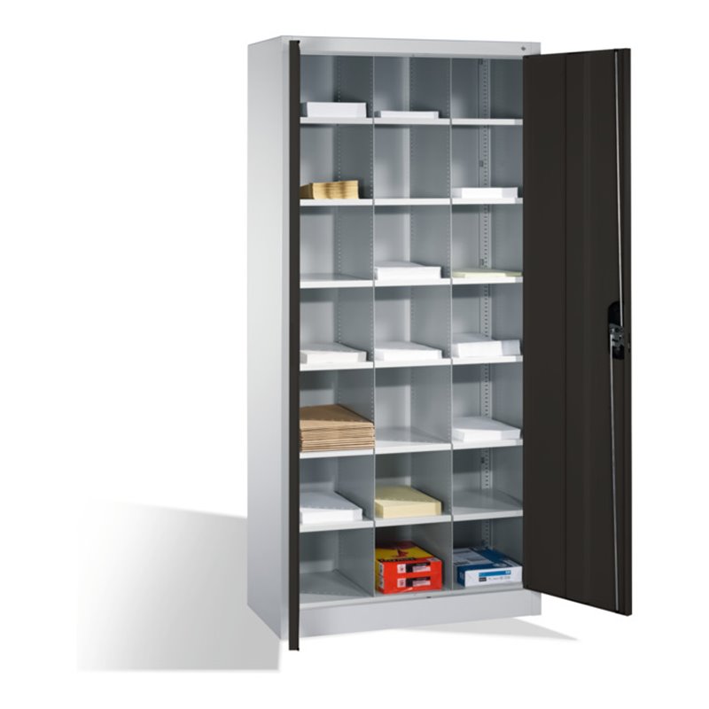 C+P Aktenschrank Acurado mit Drehtüren, innen 21 Gefache, H1950xB930xT400mm Front Schwarzgrau Korpus Lichtgrau