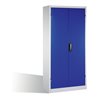 C+P Schwerlastschrank mit Drehtüren, 4 Böden und 3 Schübe, H1950xB930xT500mm Front Enzianblau Korpus Lichtgrau