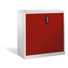 C+P Akten-Sideboard Acurado mit Drehtüren, 3 Ordnerhöhen, H1200xB1200xT500mm Front Rubinrot Korpus Lichtgrau