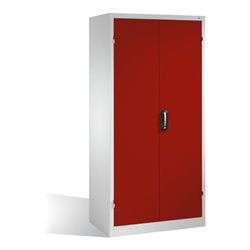 C+P Werkzeugschrank mit Drehtüren, 3 Böden und 3 Schübe, H1950xB930xT600mm Front Rubinrot Korpus Lichtgrau