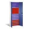 C+P Magazinschrank mit 138 Sichtlagerkästen, H1690xB700xT300mm Front Enzianblau Korpus Lichtgrau