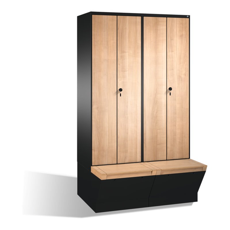 C+P Doppelspind Evolo mit Sitzbox, 4 Abteile, H2090xB1200xT500/815mm Korpus Schwarzgrau