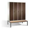 C+P Umkleidespind Evolo mit Sitzbank, 4 Abteile, H2090xB1600xT500/815mm Korpus Reinweiß