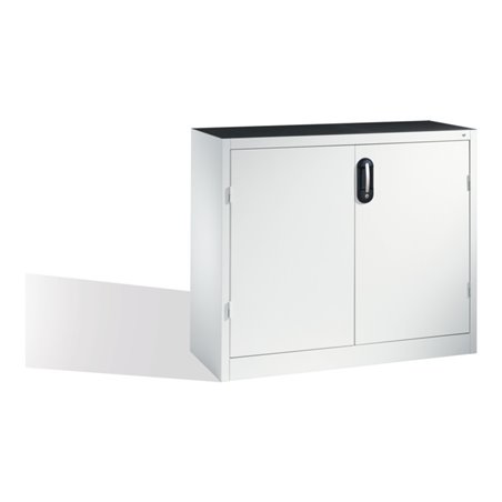 C+P Werkzeug-Beistellschrank mit Drehtüren, 2 Böden und 3 Schübe, H1000xB1200xT400mm Front Lichtgrau Korpus Lichtgrau