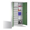 C+P Werkzeugschrank mit Drehtüren, 4 Böden, 8 Schübe, Wertfach, H1950xB930xT500mm Front Resedagrün Korpus Lichtgrau